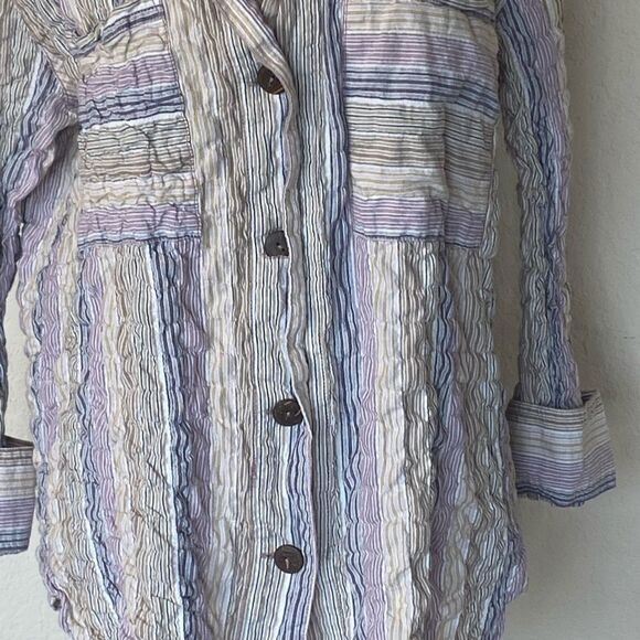 Free People Striped Button Down High Tide  Top (L) - Picture 5 of 12